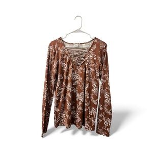 Daytrip Brown Floral Long Sleeve Top